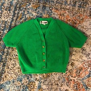 Vintage Cropped Green Sweater with Buttons